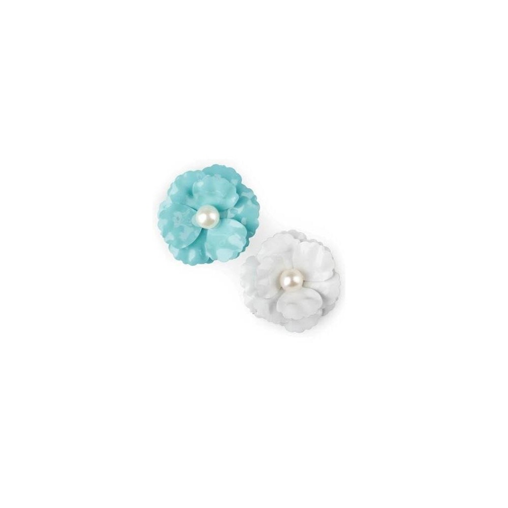 FIORE METALLO BIANCO-CIELO 4X1